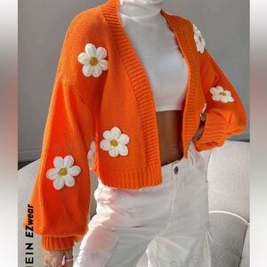 SHEIN knitted flower cardigan